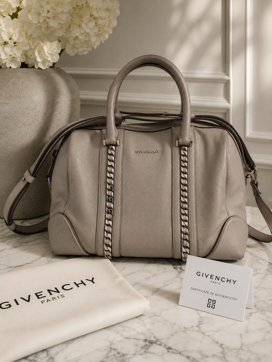 Givenchy Handbags - Givenchy Medium Pandora Pure Flap Bag Taupe Grey Leather Authentic